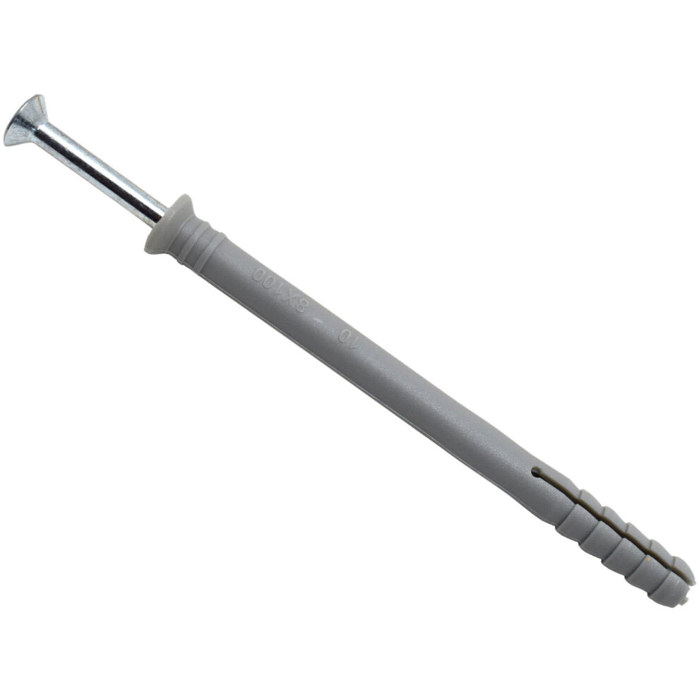 Masonmate 8X100mm Nylon Hammer-In Fixings - 100 Pack For Secure Installations 5050420058421