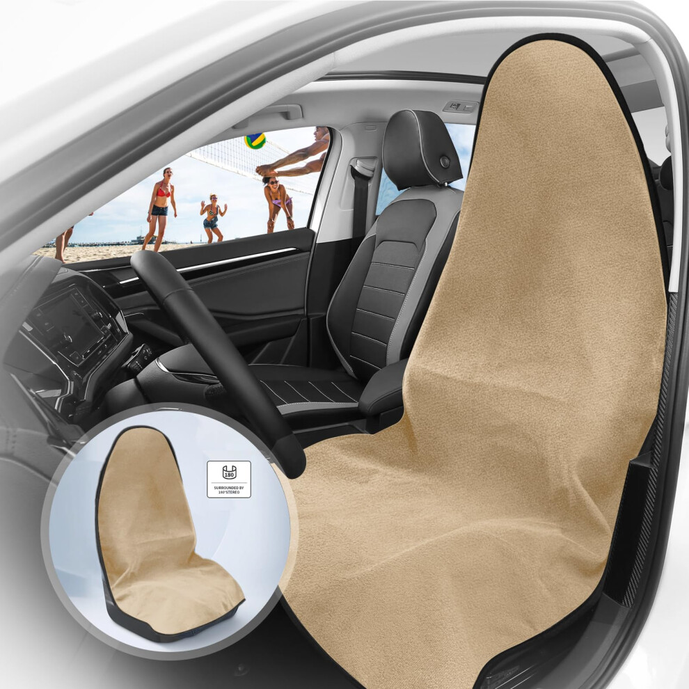 Universal Waterproof Car Seat Cover Towel Nonslip Sweat Absorbent Full Coverage 1 Pack Beige 9001264878115