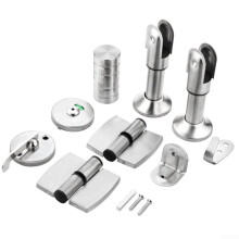 Stainless Steel Bathroom Partition Hardware Set with 180 Rotating Handle Pivot Hinge Door Lock Right