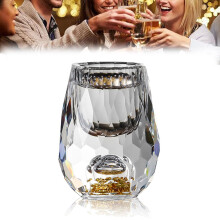Whiskey Glass Set 3D Glacier Crystal with 24K Gold Leaf Flakes Diamond Facets Luxury Gift