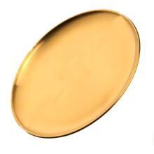 Gold Stainless Steel Dinner Plate RustResistant Round Serving Dish with Bright Color Coating