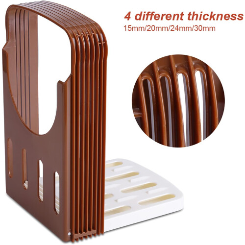 Adjustable Bread Slicer with 4 Thickness Options, Foldable Bread Cutting Guide for Homemade Loaf 1
