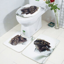 Badmat van traagschuim, douchegordijnsets met vintage olifantenprint, waterdichte douchegordijnen met antislip microvezel flanellen mat voor
