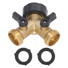 Robuster Messing-Schlauchverteiler, 2-Wege-Gartenschlauchverbinder, Y-Verteiler mit einstellbarer Durchflussregelung, langlebige Messingkonstruktion