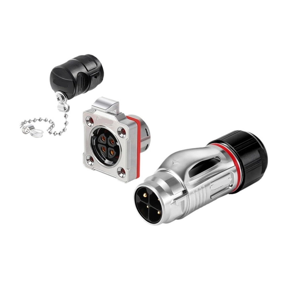 Industrial Aviation Plug 4 Pin Metal Power Connector Silver With Durable Housing For Secure Connection 9119770641823
