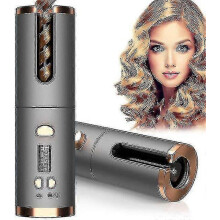 (As show, One size) Wireless Automatic Hair Curler Rechargeable Rotating Curling Iron Led Display Temperature Adjustable