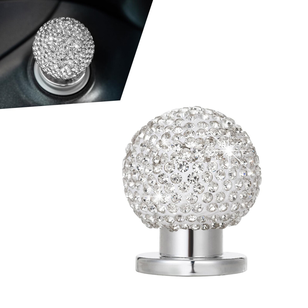 Bling Car Engine Start Button Cover With Crystal Rhinestones, Scratch Protection, Universal White 9001264879884