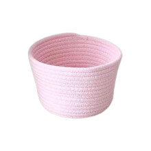 Round Storage Basket - Pink Cotton Rope Organizer, 30 x 16 cm, Decorative Storage for Toys, Cosmetics, Children's Room, Bathroom, Living Room