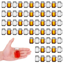 60Pcs Mini Mason Jar Shot Glasses with Handles 50ml Leakproof Lids for Drinks Desserts Crafts
