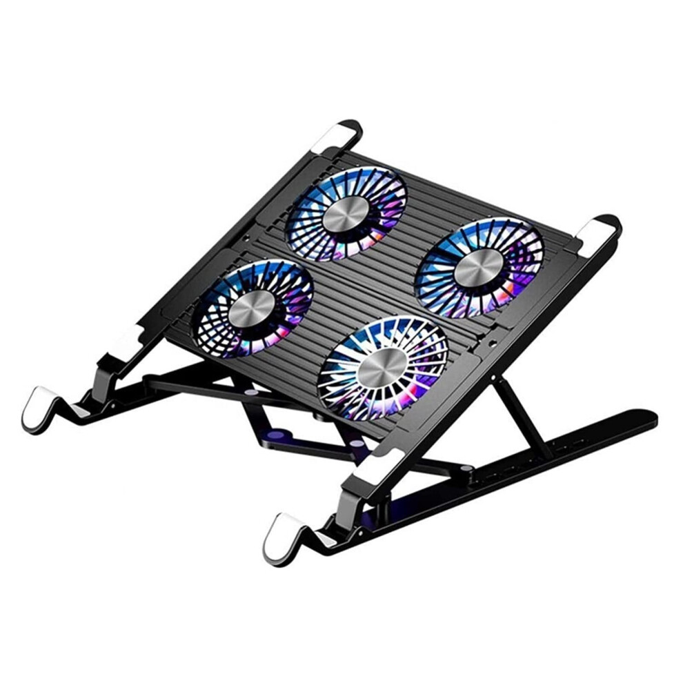 Ergonomic Laptop Cooling Stand With 4 Quiet Fans Folding Bracket 24X29x10cm Laptop Cooling Pad Black 9001264880811
