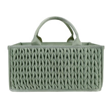 Soft Cloth Diaper Basket Nappy Box Portable Nappy Holder And Compartments For Changing Utensils And Baby Items Green