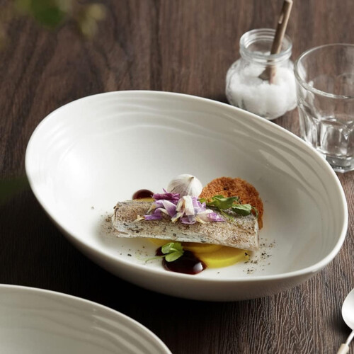 Large Ceramic Dinner Plates Set with Stackable Serving Platters for Salad Pasta and Soup 2