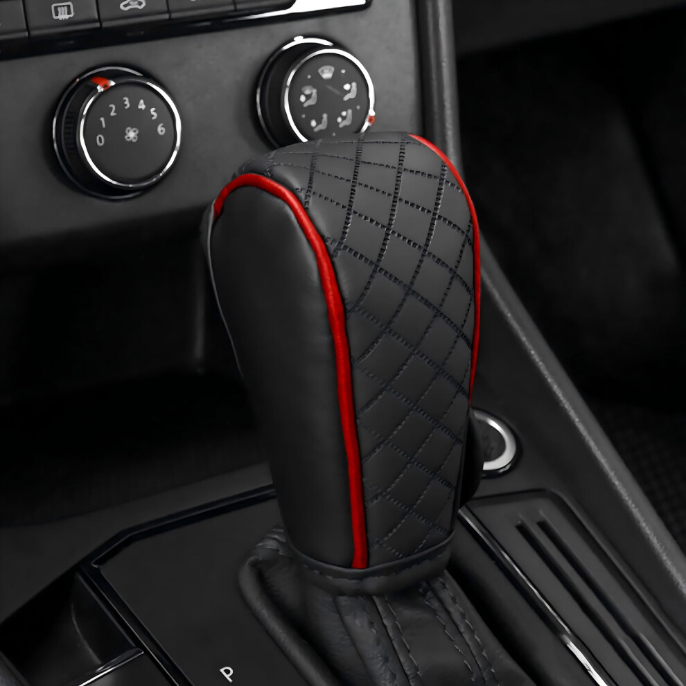 Car Gear Shift Cover Pu Leather Antislip Knob Protector Universal Fit With Velcro Installation Red 9001264881085