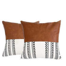 Kissenbezüge aus Kunstleder, moderner Landhausstil, verdeckter Reißverschluss, 45 x 45 cm, 2er-Set, neutrale Farbtöne, exquisites Geschenk für