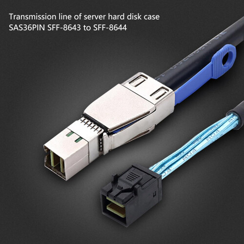 SFF8644 To SFF8643 Cable External 36Pin SAS3.0 12Gbps, RAID System Transmission Cable, 1m PC Replacement 2