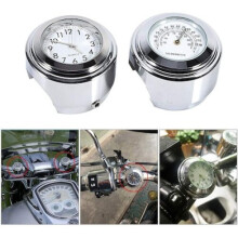 Stoßfeste Motorradlenkeruhr, Thermometer aus Aluminiumlegierung mit wasserdichter Technologie und nachleuchtendem Zifferblatt für einfache Montage