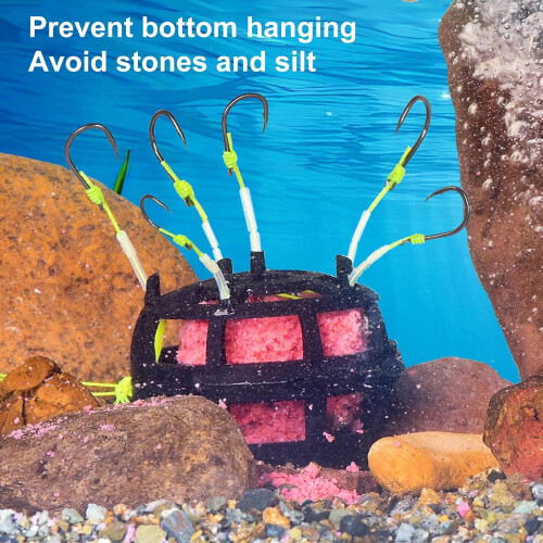 Catfish Hooks With Perch Hooks And Trout Cage For Baits, Inverted Frame For River Bottom Lake Catfish 1