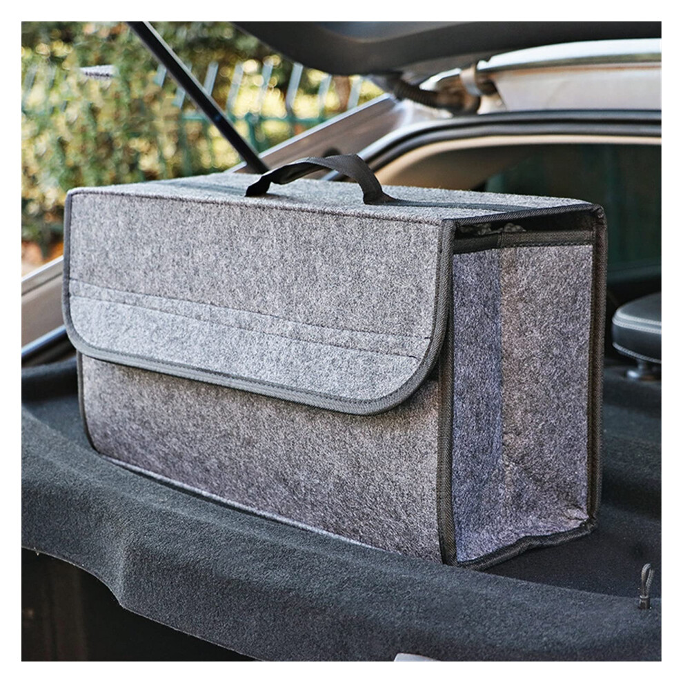 Large Felt Car Trunk Organizer With Compartments, Antislip Base, Foldable Storage Box Grey 9001264884901