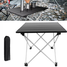 Lightweight Folding Camping Table Aluminum Portable Outdoor Table with Carry Bag, Black, Compact Design for Easy Transport