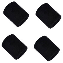 Sports Wristband Cotton Sweatbands for Gym Running - Absorbent Exercise Wrist Wraps for Men Women 4PCS, Black