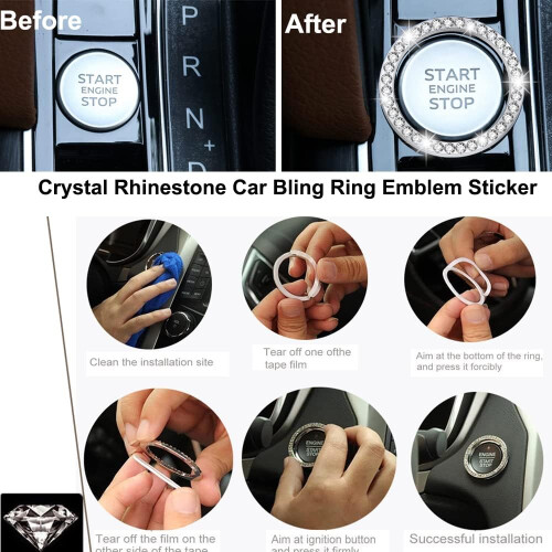 Bling License Plate Frame 2 Pack with Luxury Crystal Rhinestones, Thin Border Stainless Steel, AntiTheft 2