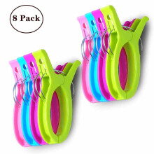 Kreuzfahrt-Essentials, große Hängeclips mit abgerundeten Backen, leuchtende Farben für gute Sichtbarkeit, 8er-Set