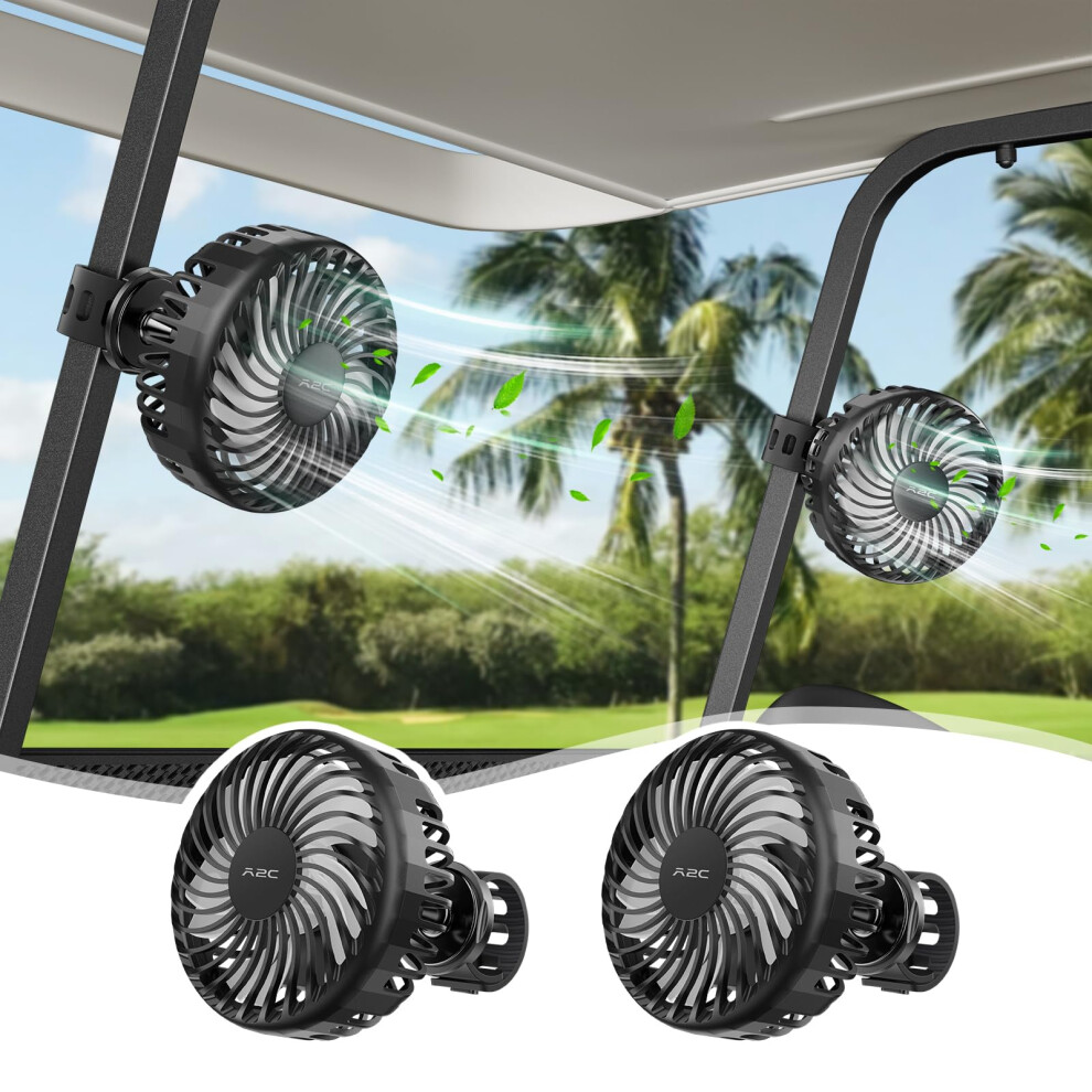 Rechargeable Golf Cart Fan 4000Mah Battery, 3Speed Cooling, 360 Rotation, Low Noise For Ezgo, Club Car, Yamaha 9001264887117