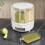 Rice Container 360Degree Rotating Grid, Transparent 6Compartment Cereal Dispenser With Removable Lid 4