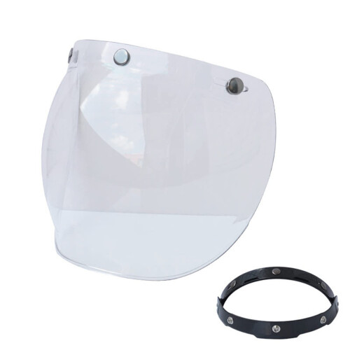 Motorcycle Helmet Shield Bubble Visor with Adapter for 3Snap Open Face Helmets AntiUV AntiScratch