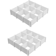 Organizzatore per cassetti regolabile, soluzioni di stoccaggio a griglia fai-da-te per ogni spazio, plastica di alta qualità, bianco, risparmia