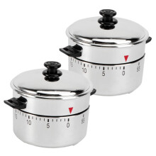 2pcs Stainless Steel Mechanical Kitchen Timer for Cooking and Baking with 60Minute Setting and Loud Alarm
