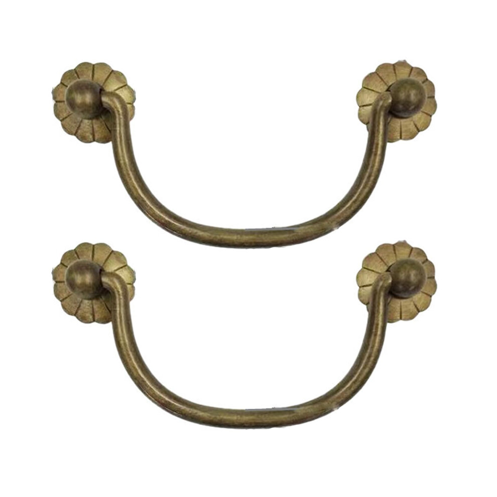 Vintage Cabinet Handles 2Pcs Bronze Antique Brass Drawer Pulls With Ring Knobs For Wardrobe Dresser 7.8Cm 9426802795660