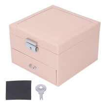 Custodia portagioie da viaggio portatile, organizer per gioielli a 3 livelli con cassetti e coperchio in vetro, scatola portagioie in pelle PU di