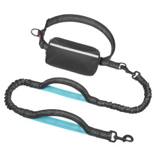 Reflective Leashes with Elastic Padded Belt and Removable-Black