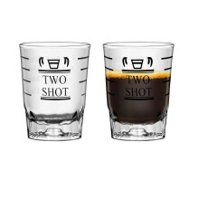 2oz 60ml Heavy Duty Glass Shot Glass Measuring Cup with Clear Markings and Weighted Base, 2 Black