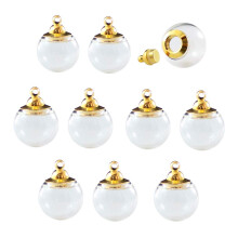 3PCS Gold Glass Locket Necklace Cremation Jewelry with Screw Cap and Seal for Ashes Keepsake