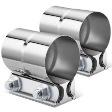 Pack of 2 2.25 Inch Exhaust Band Clamp, Stainless Steel Lap Joint for Slip Fit Pipes Universal