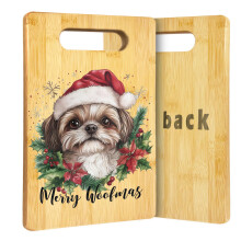 Shih Tzu Cutting Board Christmas Bamboo 2 in 1 Decorative DualSided Holiday Kitchen Gift