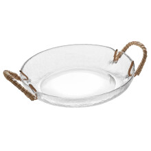 Rattan Glass Plate Snack Bowl Salad Bowl MultiFunction Serving Plate for Wedding Decor