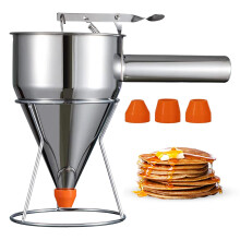 Pancake Batter Dispenser Stainless Steel 600ml with Stand OneFinger Flow Control for Baking