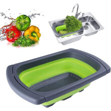Suport pliabil pentru vase, sita multifuncțională din silicon plastic rezistent cu filtru de chiuvetă reglabil, material sigur pentru mașina de