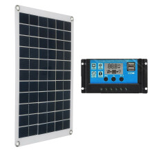 Kit de panel solar portátil, ecológico, 18V 18W, doble salida USB para teléfonos móviles y cámaras deportivas.