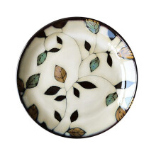 Ceramic Dinner Plate Hand Painted Flower Square 21.5CM Glazed Tableware for Salad Sushi Cake