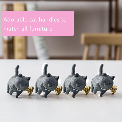 Cute 3D Cat Shape Cabinet Knobs and Drawer Pulls for Cupboard Dresser Wardrobe Kitchen Decor 2