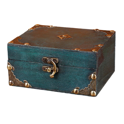 Vintage Wooden Treasure Chest, Antique Wood Storage Box with Lock for ...