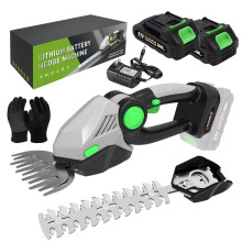 Cordless Hedge Trimmer with Battery, 2in1 Lightweight Electric Grass Shear for Quiet Garden Trimming