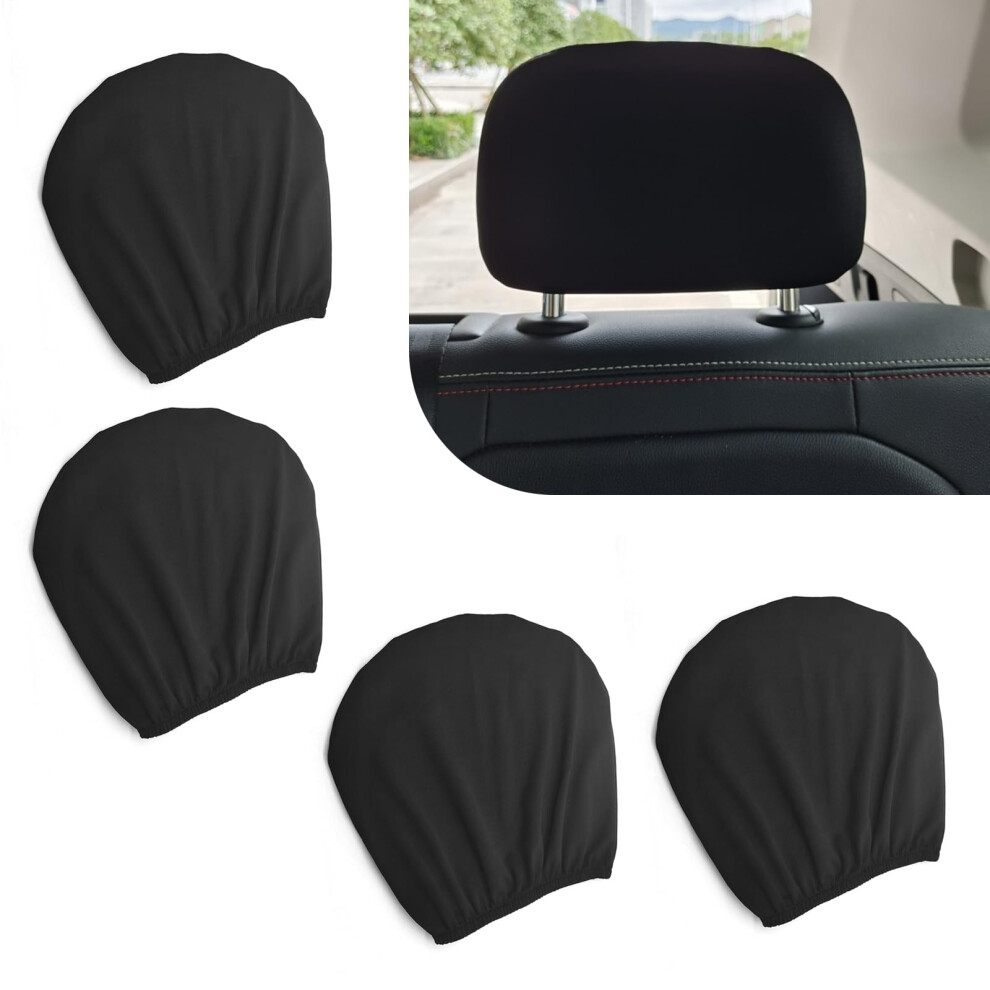 Pack Of 4 Car Headrest Covers, Universal Elastic Fit, Breathable Washable Scratch Protection Black 9119770652775
