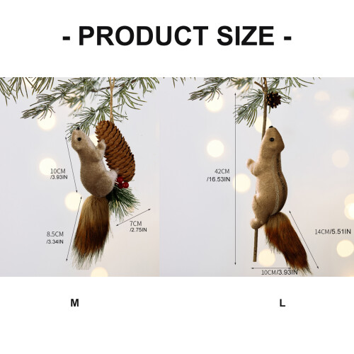 Realistic Squirrel Ornament Christmas Tree Hanging Decoration-L 2