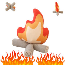 Campfire Plush 17.7in Fake Campfire Pillow with Realistic Flame and Soft Touch for Kids Room Decor