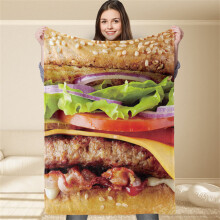 Couverture lavable en machine avec motif hamburger, couvertures amusantes sur le thème de la nourriture pour enfants et adultes avec des détails